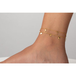 Steel Anklets Steel Anklet - Palm Tree - 20+5cm - Gold Plated