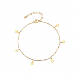 Steel Anklets Steel Anklet - Clover - 20+5cm - Gold Plated