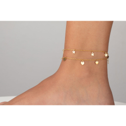 Steel Anklets Steel Anklet - Clover - 20+5cm - Gold Plated