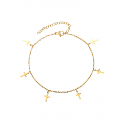 Steel Anklets Steel Anklet - Cross - 20+5cm - Gold Plated