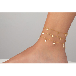 Steel Anklets Steel Anklet - Cross - 20+5cm - Gold Plated