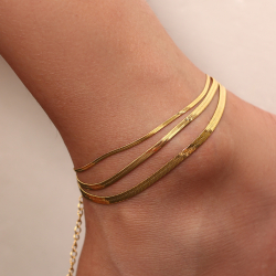 Steel Anklets Steel Anklet - 2 mm,3 mm, 4 mm, 5 mm Herryingbone - 22+6 cm - Colour Gold