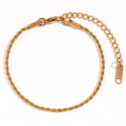 Steel Anklets Steel Bracelet - 2 mm Rope - 16+4 cm - Colour Gold