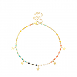 Steel Anklets Steel Anklet - Enamel Multi - Star - 20+5 cm - Color Gold