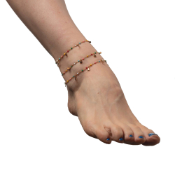 Steel Anklets Steel Anklet - Enamel Multi - Moon Star - 20+5 cm - Color Gold