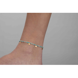 Steel Anklets Stone Charms Anklet - 20 + 5 - Gold Plated