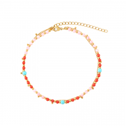 Novedades Tobillera Acero Símil Mineral - 24+3cm - Color Oro