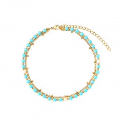 Novedades Tobillera Acero Símil Mineral - 22+6cm - Color Oro
