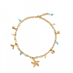 Novedades Tobillera Acero Mineral - 22+6cm - Bañado Oro