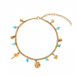Novedades Tobillera Acero - Concha - 21+6 cm - Color Oro