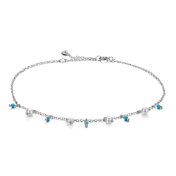 Silver Anklets Silver Anklet  - 4mm Pearl