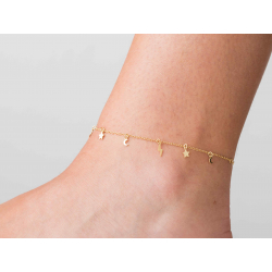 Silver Anklets Silver Anklet  - 4mm Ray Star Moon