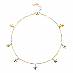 Silver Anklets Starfish Anklet - 23+2 cm - Gold Plated and Rhodium Silver