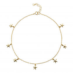 Silver Anklets Starfish Anklet - 23+2 cm - Gold Plated and Rhodium Silver_x000D_