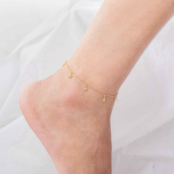 Silver Anklets Starfish Anklet - 23+2 cm - Gold Plated and Rhodium Silver