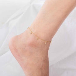 Silver Anklets Starfish Anklet - 23+2 cm - Gold Plated and Rhodium Silver_x000D_