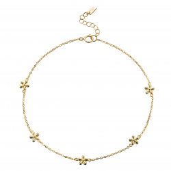 Silver Anklets Flower Anklet - 23+2 cm - Gold Plated and Rhodium Silver_x000D_