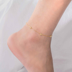 Silver Anklets Flower Anklet - 23+2 cm - Gold Plated and Rhodium Silver