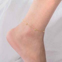 Silver Anklets Flower Anklet - 23+2 cm - Gold Plated and Rhodium Silver_x000D_