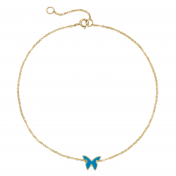 Silver Anklets Butterfly Anklet - Enamel Turquoise - 26 cm