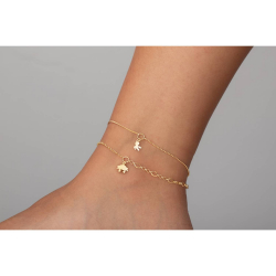 Silver Anklets Octopus Anklet - 21+3cm - Gold Plated and Rhodium Silver