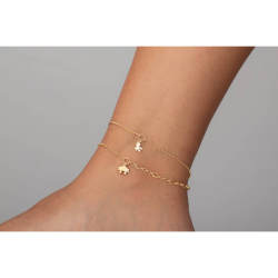 Silver Anklets Crab Anklet - 21+3cm - Gold Plated and Rhodium Silver