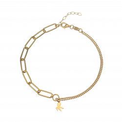 Silver Anklets Octopus Anklet - Double Chain - 21+3cm - Gold Plated and Rhodium Silver