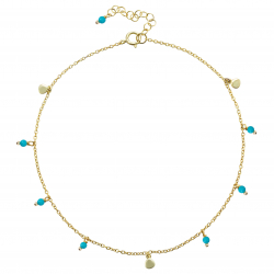 Stone Silver Anklets Turquoise Mineral Anklet - 24+3 cm - Gold Plated and Rhodium Silver