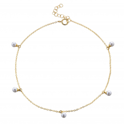 Stone Silver Anklets Pearl Mineral Anklet - 23+2 cm