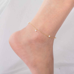 Stone Silver Anklets Pearl Mineral Anklet - 23+2 cm