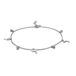 Zirconia Silver Anklets Zircon Anklet  - 10mm Dolphins