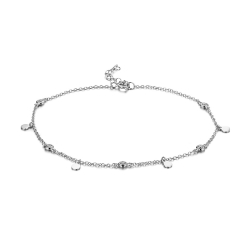 Zirconia Silver Anklets Zircon Anklet  - 3mm Plates