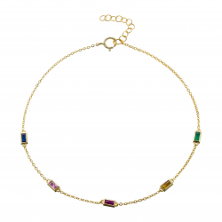 Tobillera Plata circonita Tobillera Circonita Multi - 23+2 cm - Bañado Oro y Plata Rodiada
