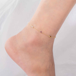 Zirconia Silver Anklets Multi Zirconia Anklet - 23+2 cm - Gold Plated and Rhodium Silver