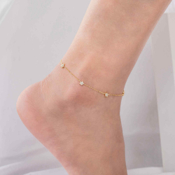 Zirconia Silver Anklets Zirconia Anklet - Star 5,5mm - 22+3 Cm