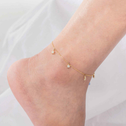 Zirconia Silver Anklets Zirconia Anklet - Star 5mm - 22+3 Cm