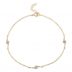 Zirconia Silver Anklets Zirconia Anklet - Ray - 23+2 cm  - Gold Plated and Rhodium Silver