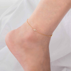 Zirconia Silver Anklets Zirconia Anklet - Ray - 23+2 cm  - Gold Plated and Rhodium Silver