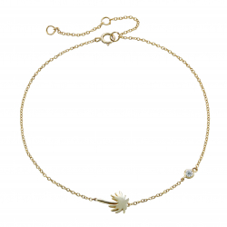 Zirconia Silver Anklets Palm Tree  Anklet - White Zirconia - 27 cm - Gold Plated and Rhodium Silver