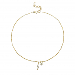 Zirconia Silver Anklets Ray Star Anklet - White Zirconia - 25 cm - Gold Plated and Rhodium Silver