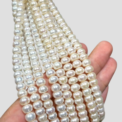 Stone Various Strip Mineral - 40 cm - Cultured Pearl - 8*6 mm