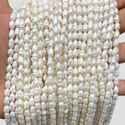 Stone Various Strip Mineral - 35 cm - Cultured Pearl - 6 - 5 mm
