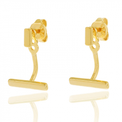 Pendiente Plata Lisa Pendientes Earjacket - Barra 14 mm - Bañado Oro y Plata Rodiada