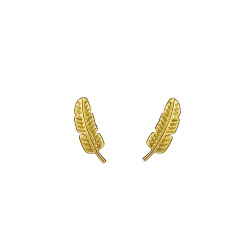 Silver Earrings Feather Earrings - 12 mm - Gold Plated y Rhodium Silver