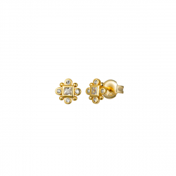 Silver Zircon Earrings Zirconia Earrings - Flower