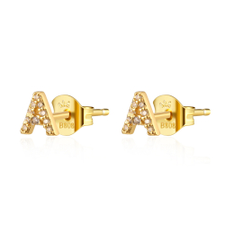 Silver Zircon Earrings Multi Zircon Earrings - Alphabet
