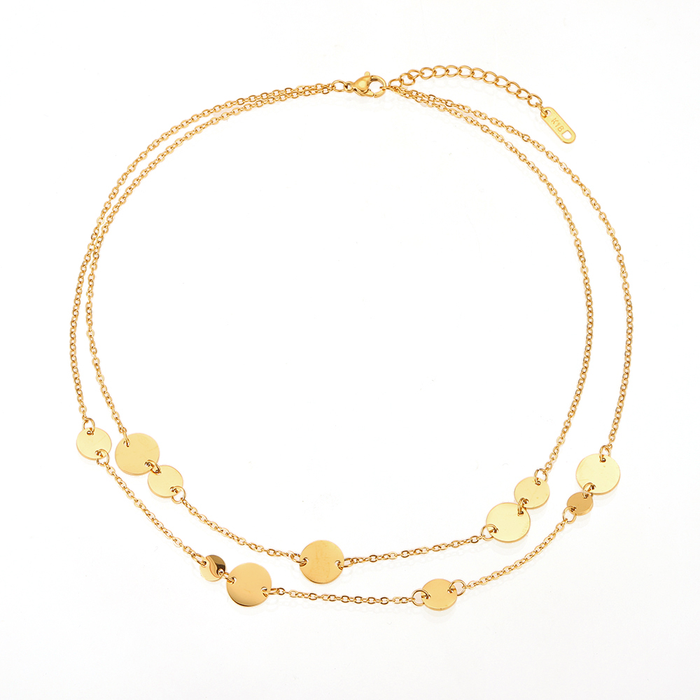 Collar Acero Liso Collar Acero - Círculos - 42+5cm - Color Oro y Color Plata