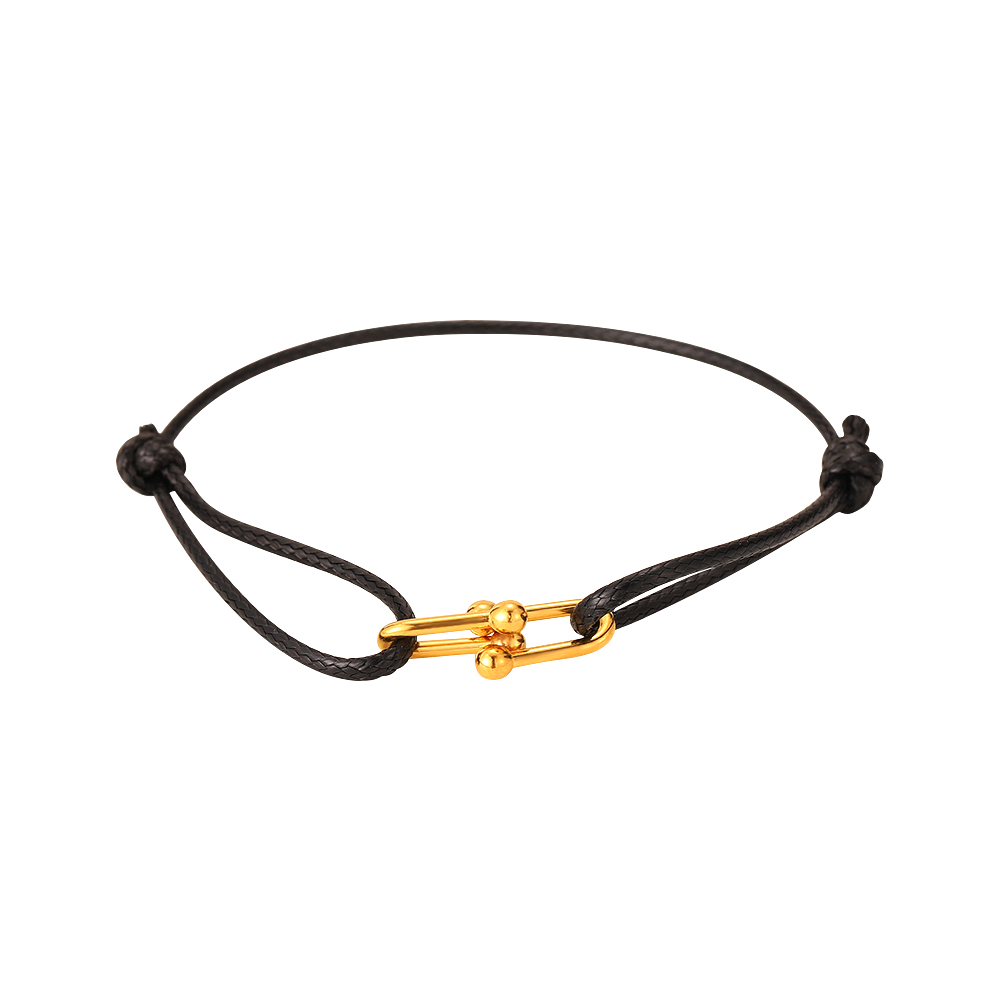 Pulsera Acero Liso Pulsera Acero Ajustable - Enlaçe -  7 mm - Color Oro