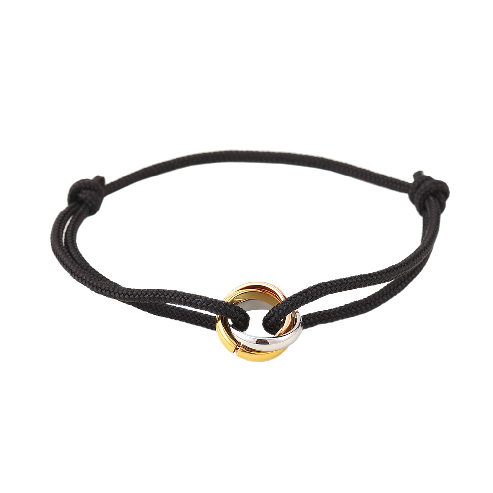 Pulsera Acero Liso Pulsera Acero Ajustable - Tres Círculos -  11 mm - Color Oro