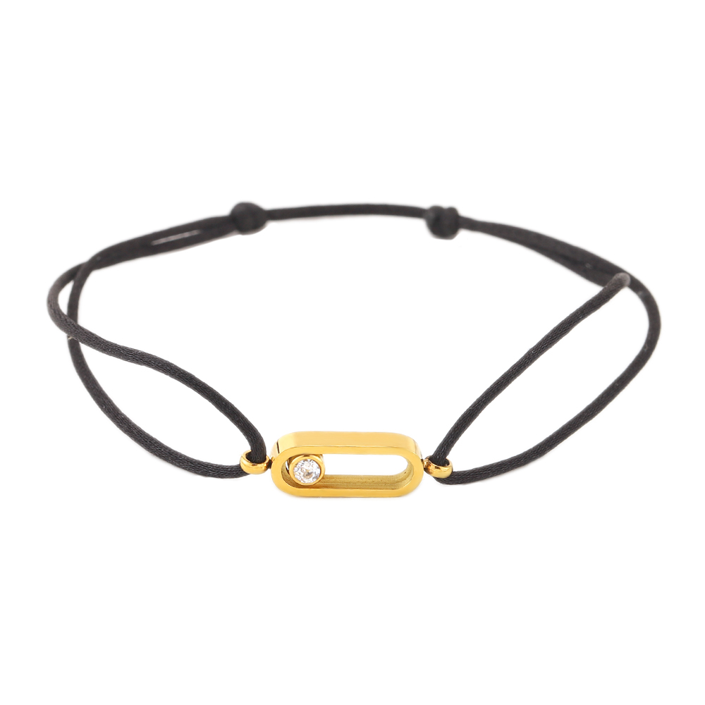 Pulsera Acero Circonita Pulsera Acero Ajustable - Eslabón con Circonita -  15 mm - Color Oro